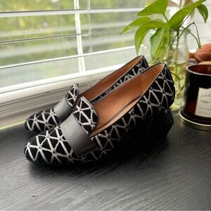 Emporio Armani Geometric Black and White Loafers